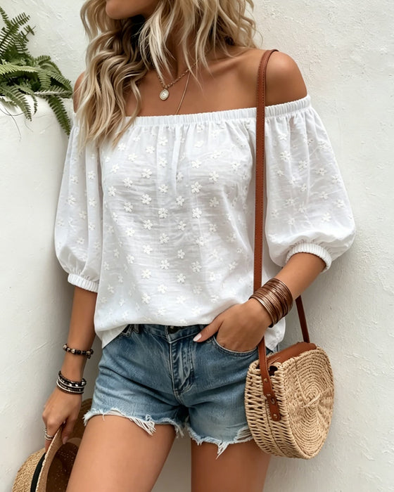 Casual Off-Shoulder Small Floral Blouse