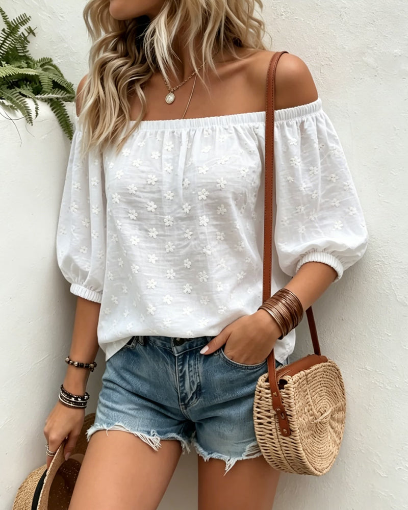 Casual Off-Shoulder Small Floral Blouse