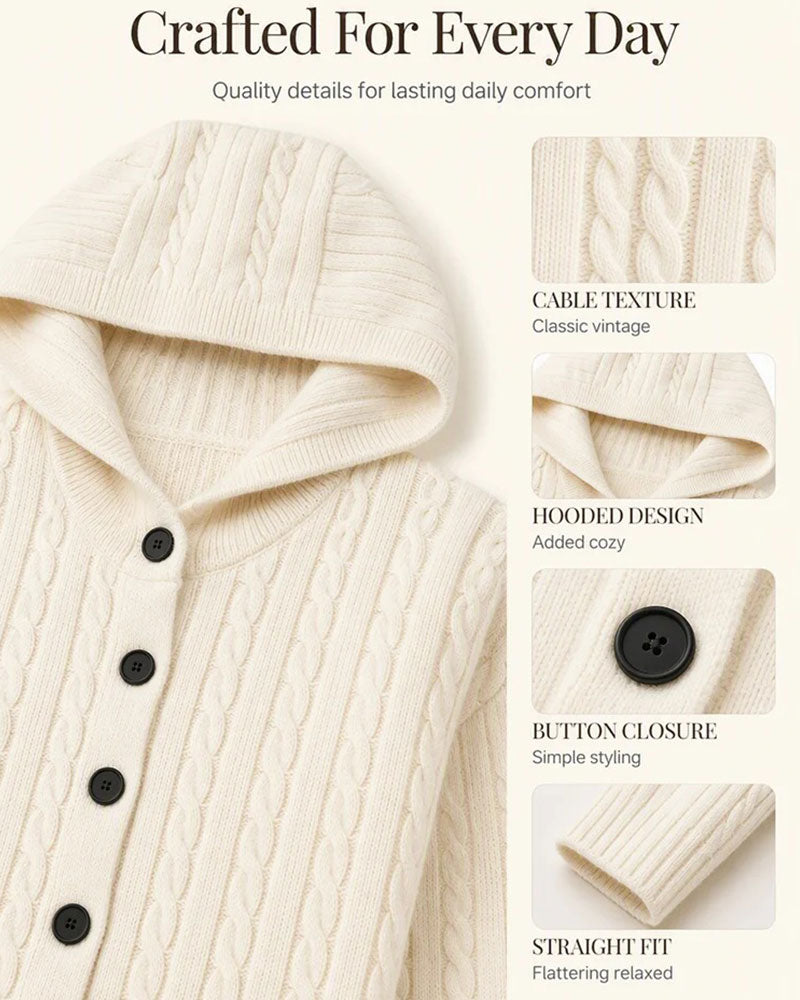 Hooded Open Front Knit Cardigan