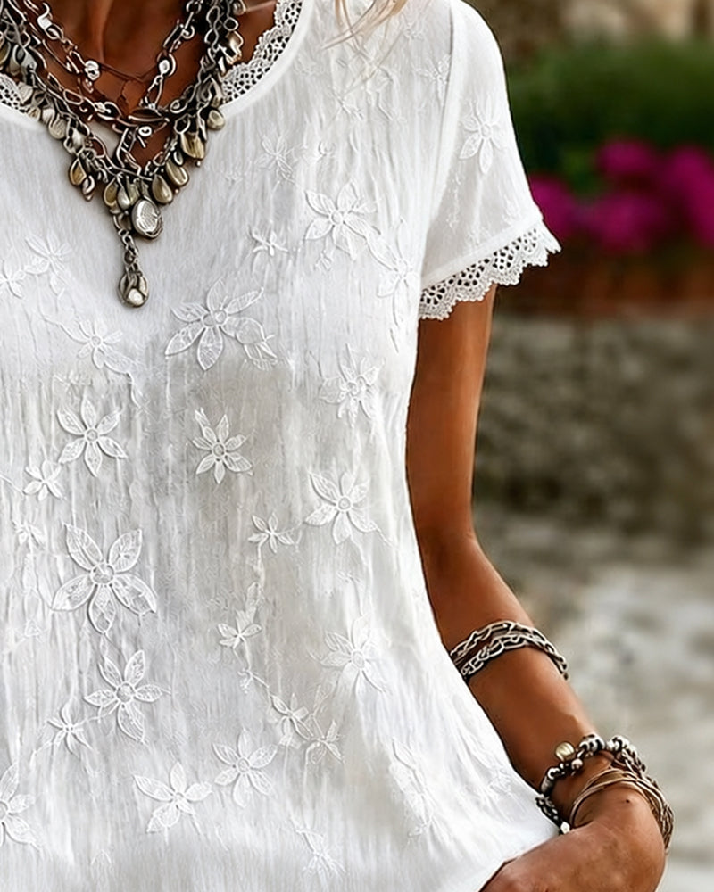 V-Neck Solid Color T-Shirt