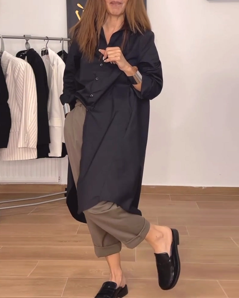 Lapel irregular button loose shirt