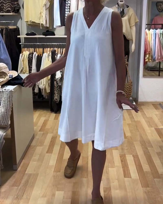 Sleeveless V-Neck Relaxed A-Line Dress