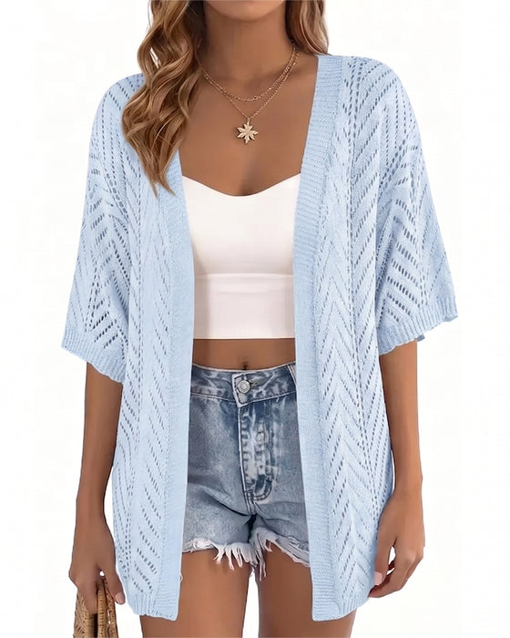Cutout Loose Open Cardigan