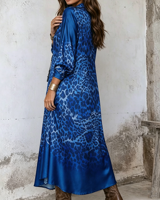 Stylish Leopard Full Skirt Dress