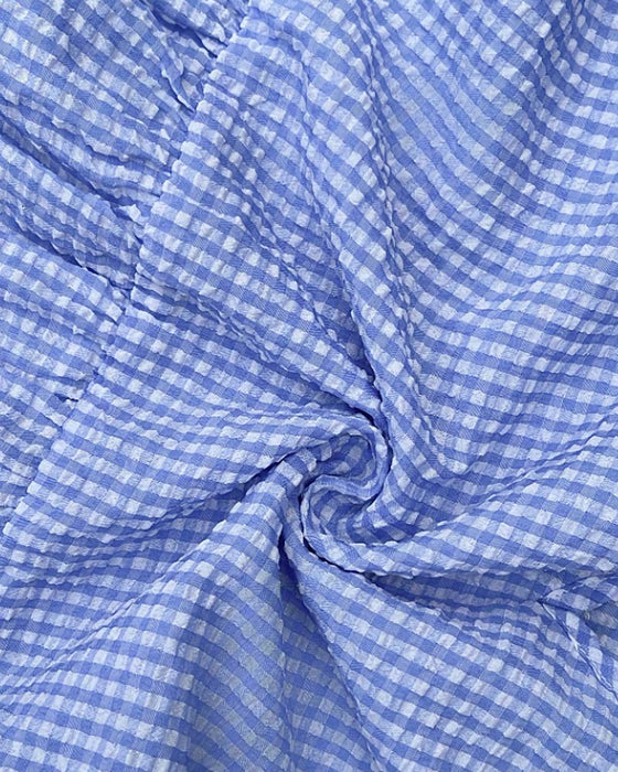 Blue White Gingham V-Neck Dress