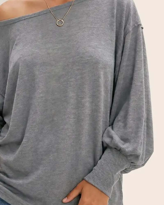 Off-Shoulder Lantern Sleeve Long Sleeve Top