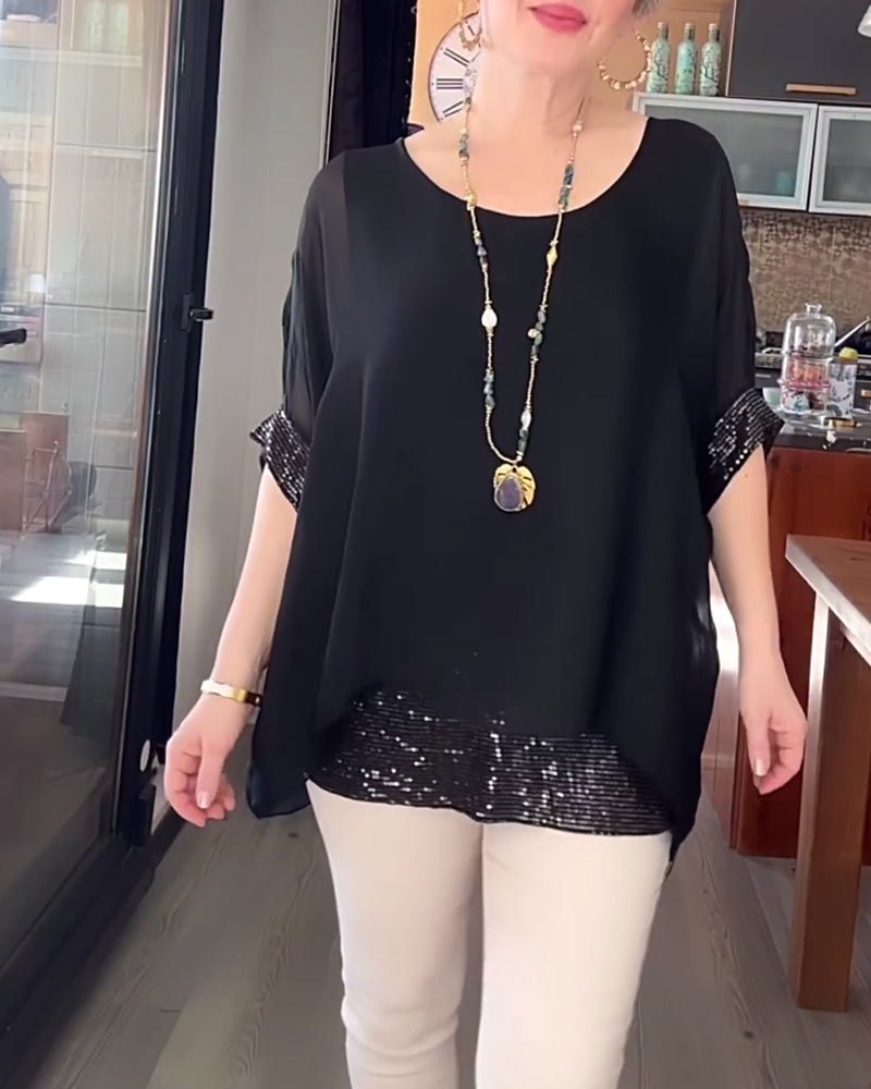 Sequin Two-Piece Loose Top