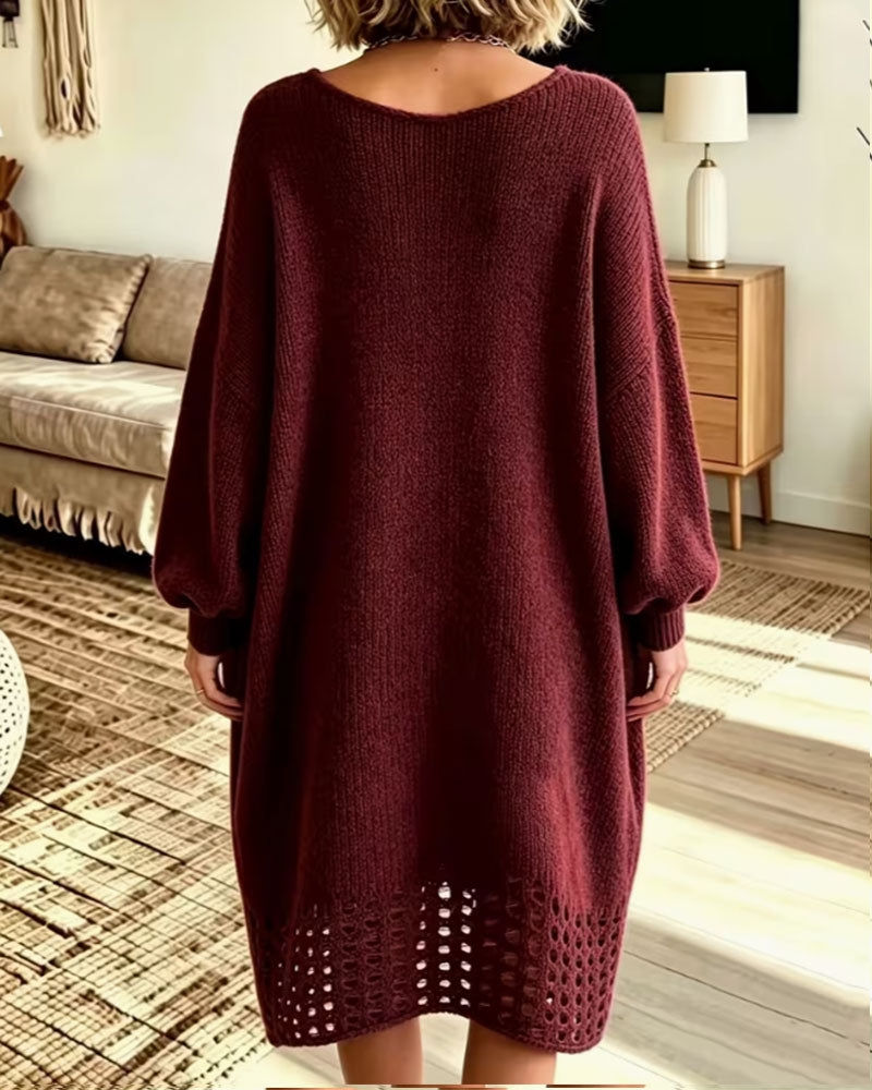 Crew Neck Hollow-Out Jumper Dress