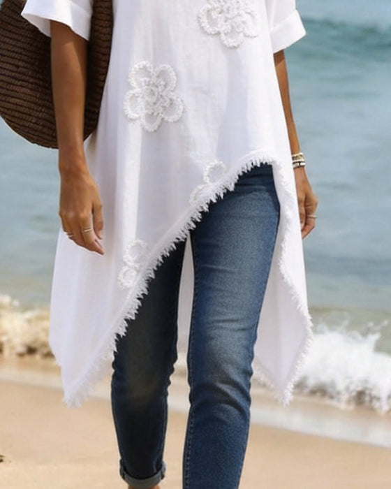 Round Neck Loose Asymmetrical Blouse
