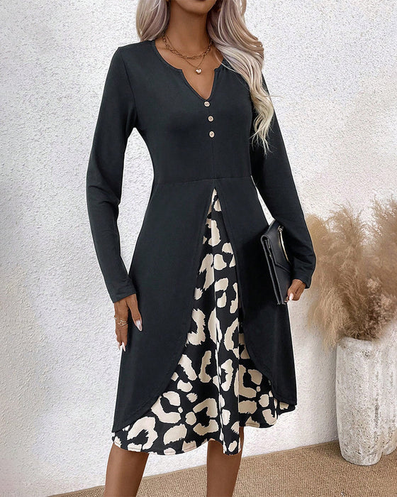 Patchwork Printed Casual Dress