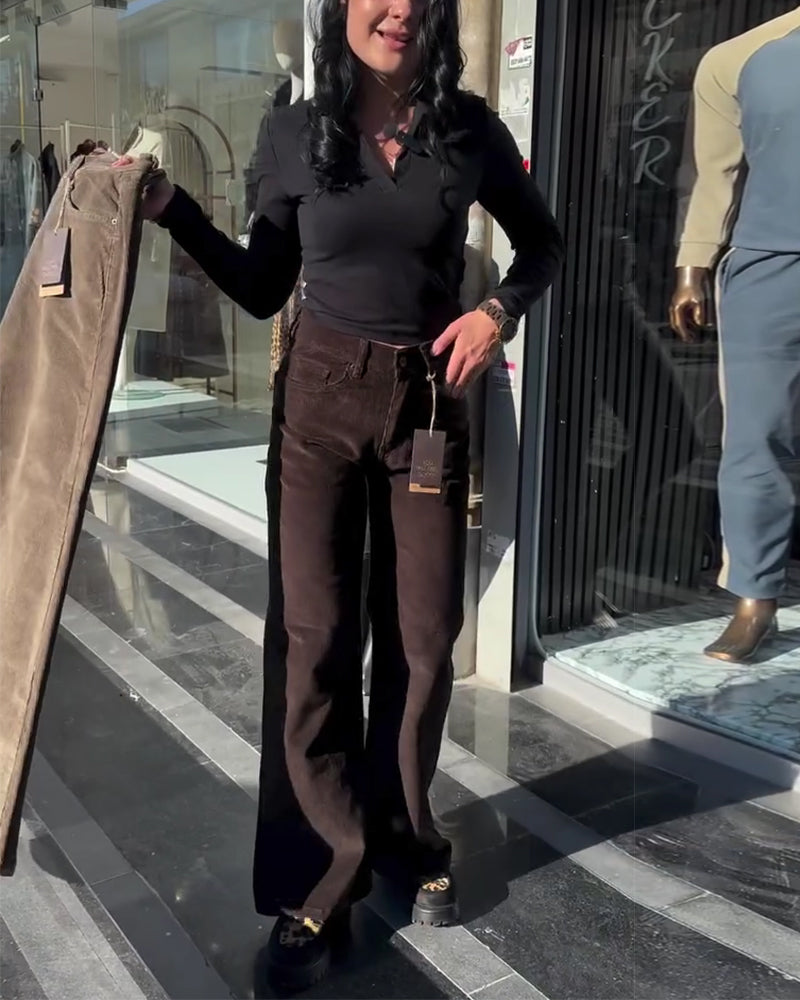 Corduroy Casual Wide Leg Pants