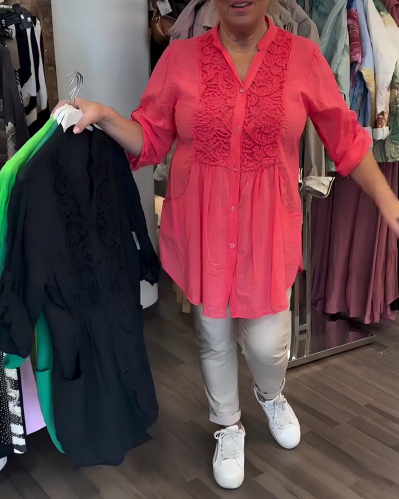 Lace Patchwork Long Blouse