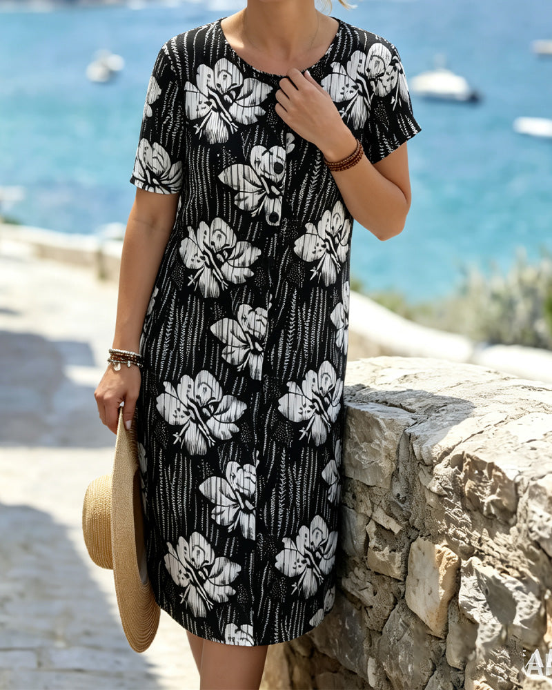 Casual Floral Short Sleeve Dress