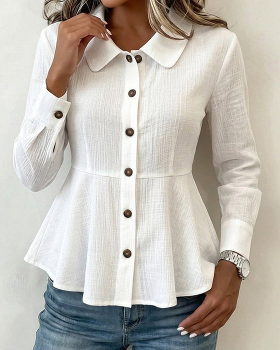 Solid Color Peter Pan Collar Shirt