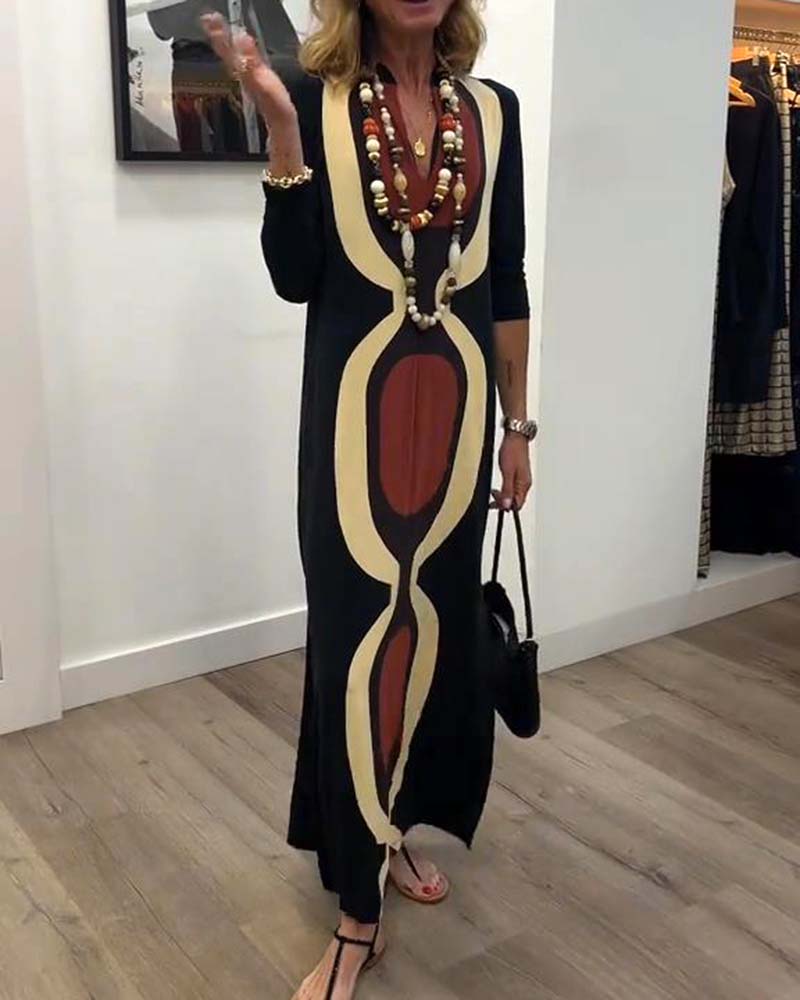 V-Neck Printed Street Style Dress