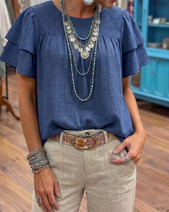 Solid Fashion Casual Blouse