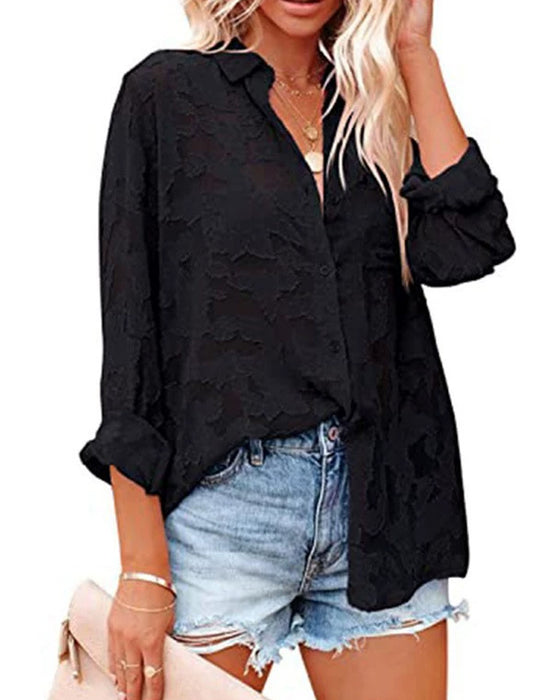 Chiffon Jacquard Sheer Blouse