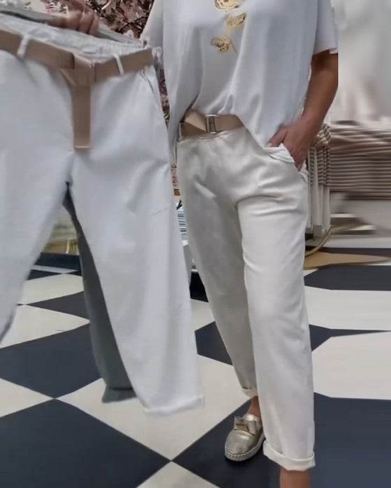 White casual pants