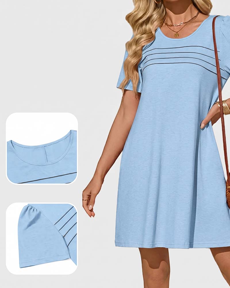 Ruffle Short Sleeve Round Neck Dress