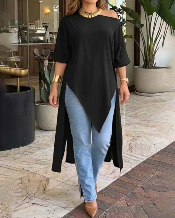 One-Shoulder Asymmetrical Blouse
