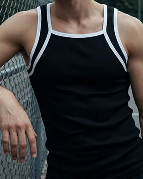Men's Sleeveless Contrasting Color Tank Top