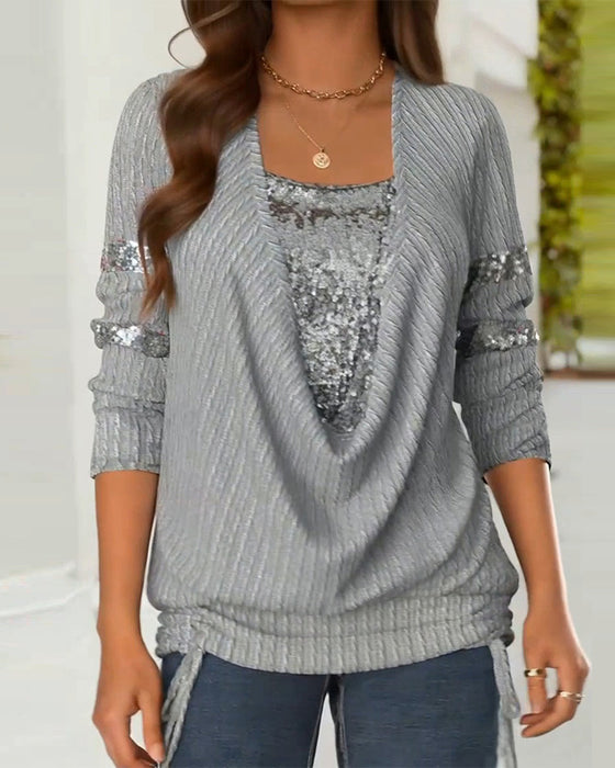 Casual Sequined Design Sweatshirt