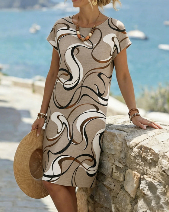Abstract Print Shift Dress