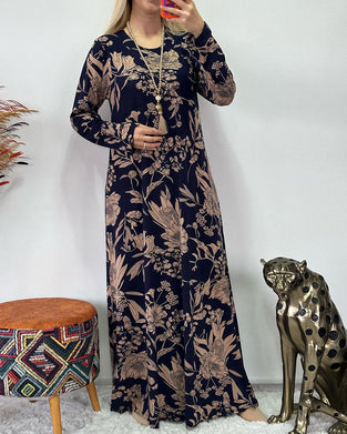 Round neck floral pattern dress