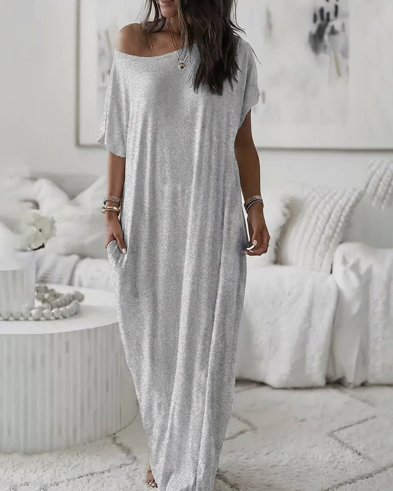 Solid-Color Long Casual Dress