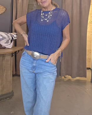 Hollow Short-Sleeved Jumper