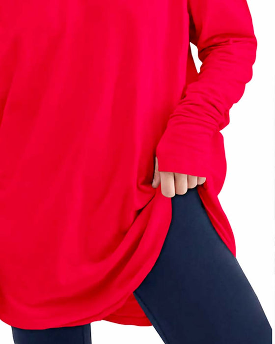 Crew Neck Long Sleeve Solid Color Loose T-Shirt