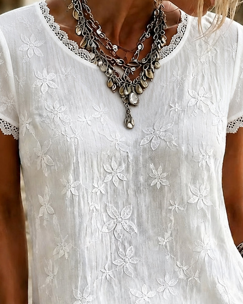 V-Neck Solid Color T-Shirt