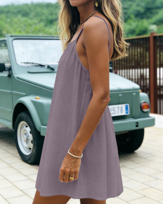 Casual Solid Color Cami Dress