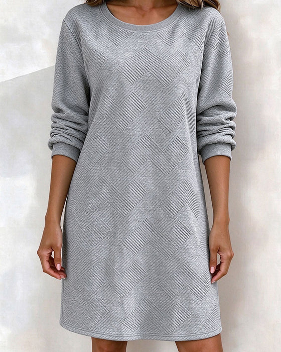 Geometric Embossed Sweatshirt Straight Dress
