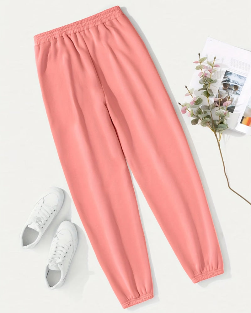 Casual Drawstring Solid Color Sports Pants