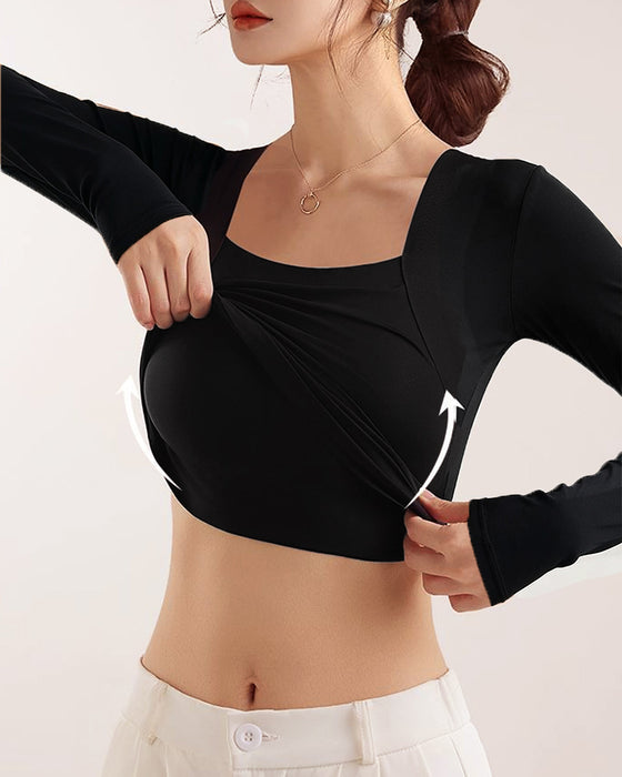 🔥U Neck Shapewear Built-in Bra LongSleeve Tank