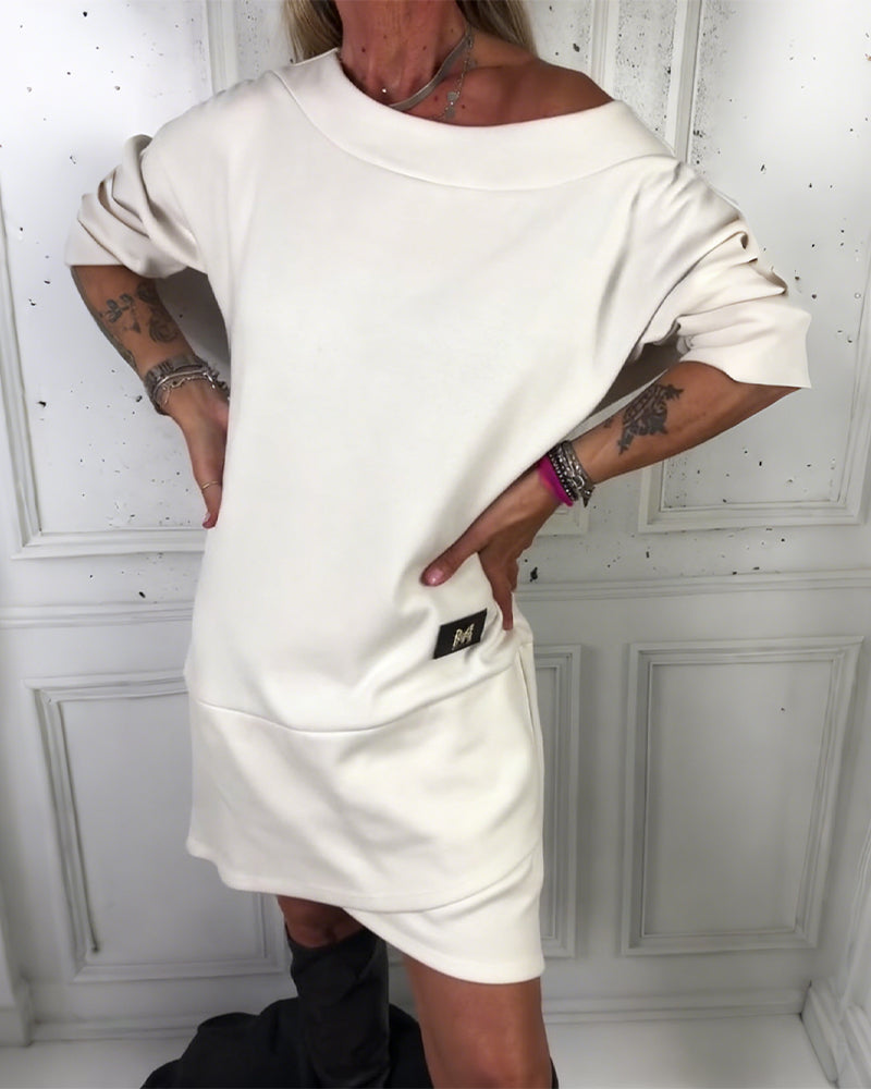 Irregular Hem Long-Sleeved Dress