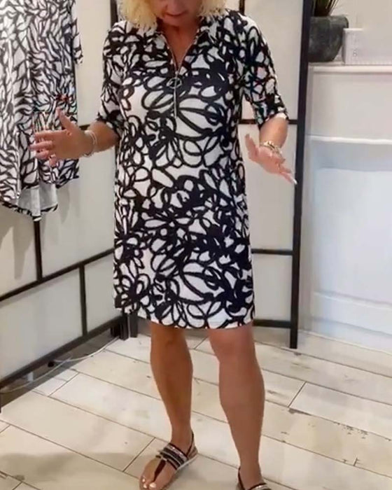 Zipper Pocket Midi Dress