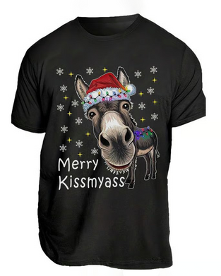 Unisex Christmas Funny Print Short Sleeve T-Shirt