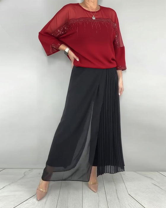 Mesh Splicing Loose Blouse