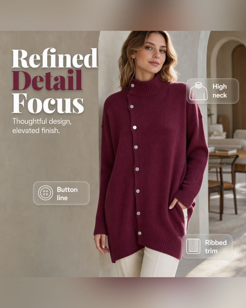 Turtleneck Single Breasted Cardigan