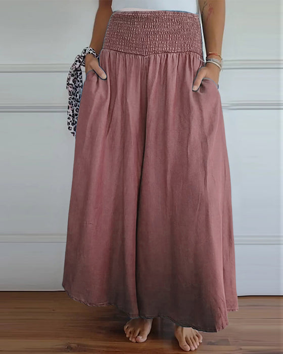 Elastic waist wide leg pants