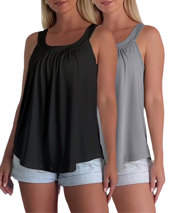 Strapless Pleated Solid Color Tank Top Set