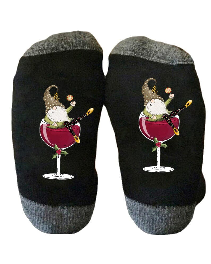🧦Christmas gnome wine glass unisex crew socks🧦