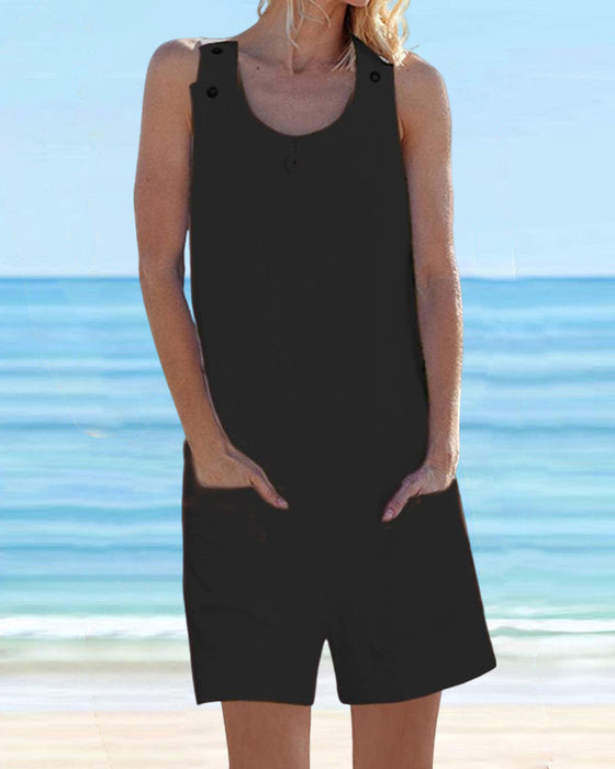 Solid Color Casual Jumpsuit