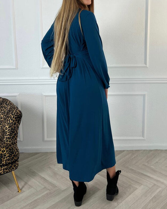Sexy solid color Dress with Long Sleeve