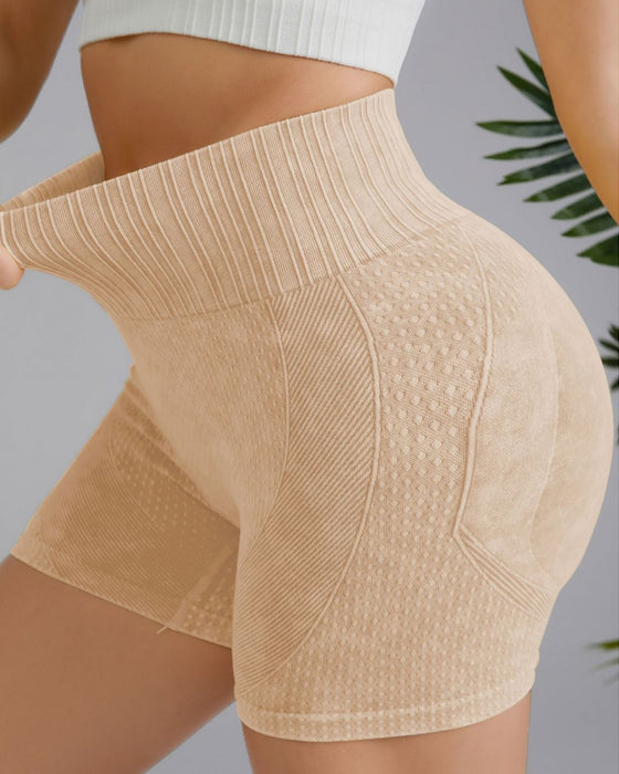 Simple solid color high waist hip shorts