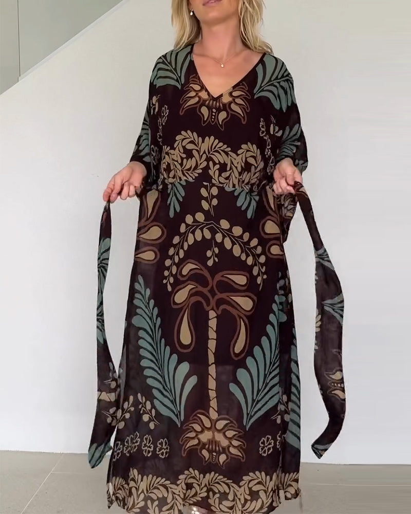 Bohemian V-Neck Loose Dress