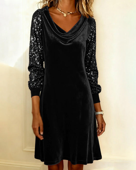 Elegant Velvet And Sequined Dress