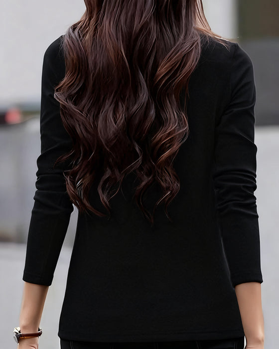 Slim Fit Pleated Long Sleeve Top